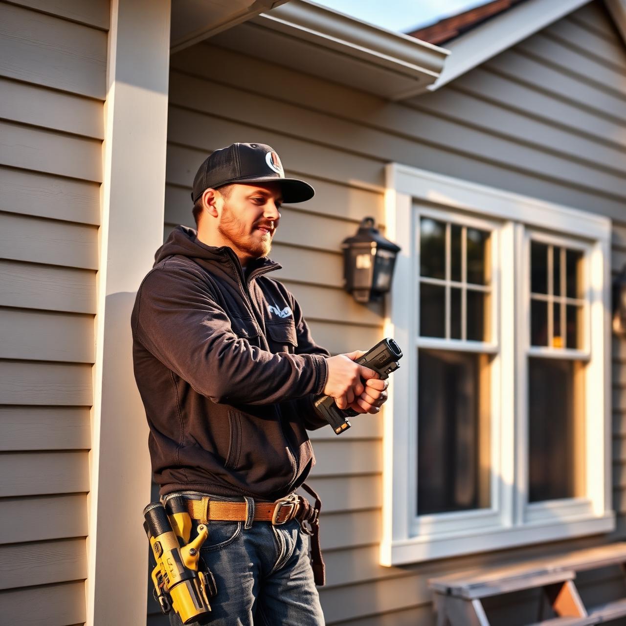 Kavod Exteriors craftsman installing siding